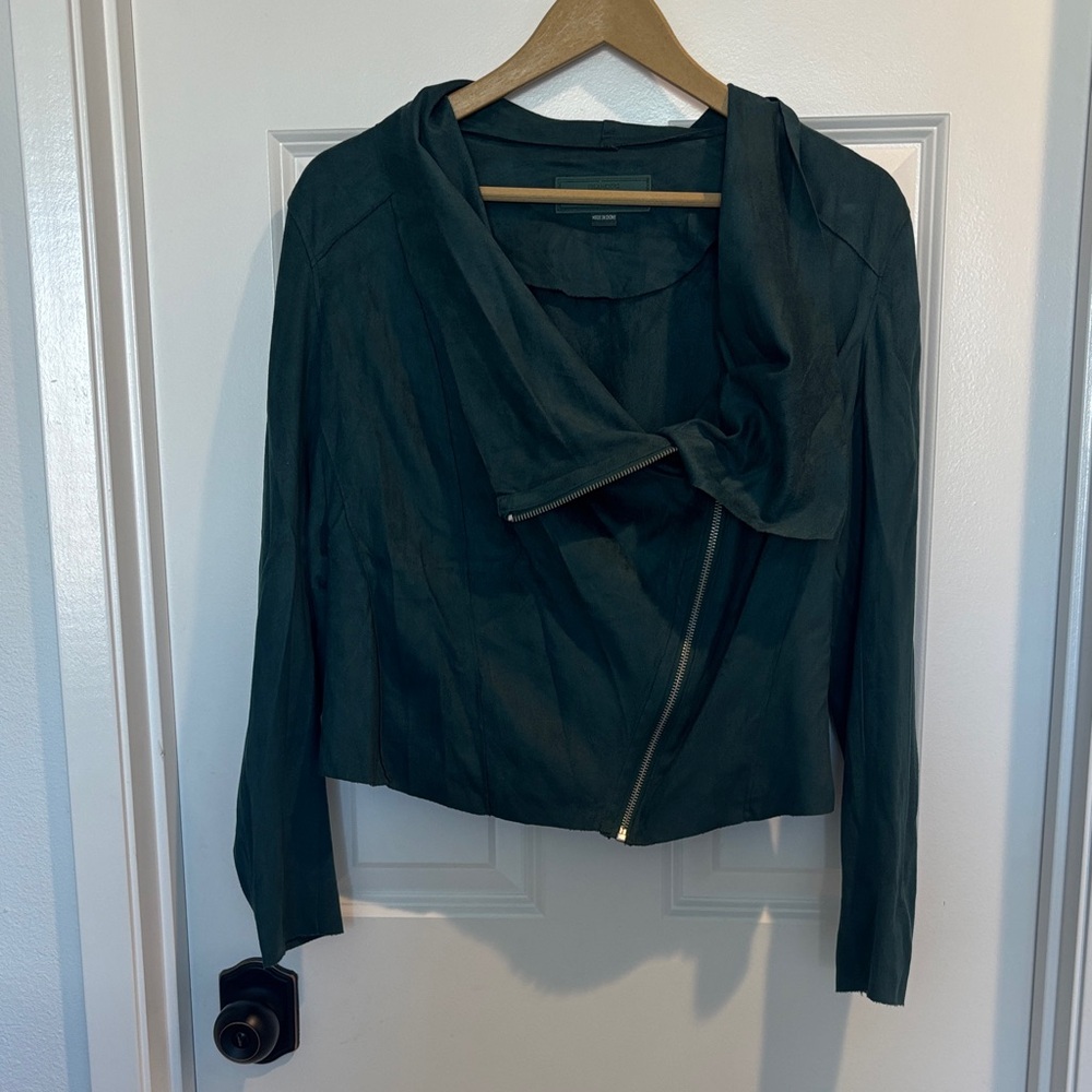 Blank NYC Forest Green faux shade draped front jacket
